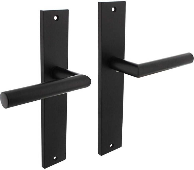 Intersteel Deurkruk Bastian op langschild 245x45mm blind mat zwart