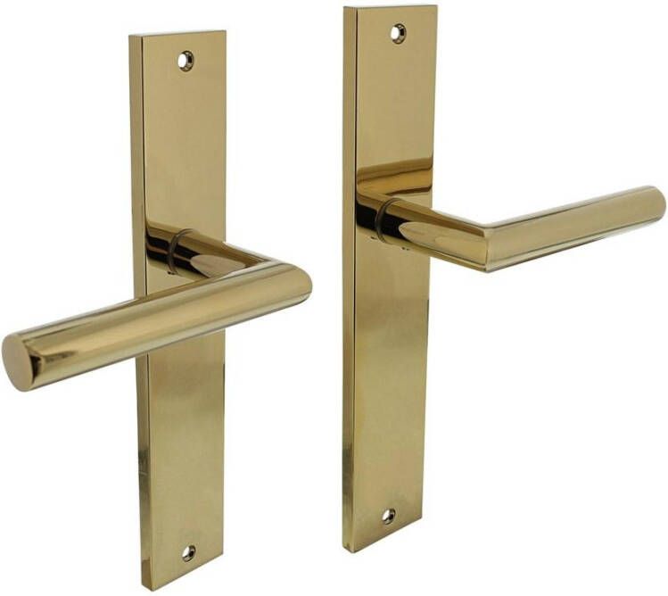 Intersteel Deurkruk Bastian op langschild 245x45mm blind PVD messingkleur