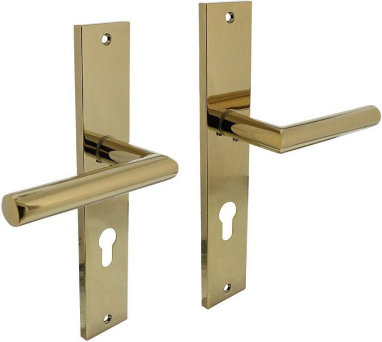 Intersteel Deurkruk Bastian op langschild 245x45mm profielcilindergat 72mm PVD messingkleur