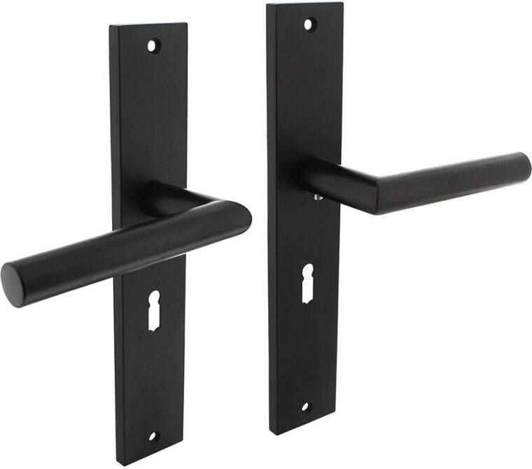 Intersteel Deurkruk Bastian op langschild 245x45mm sleutelgat 56mm mat zwart