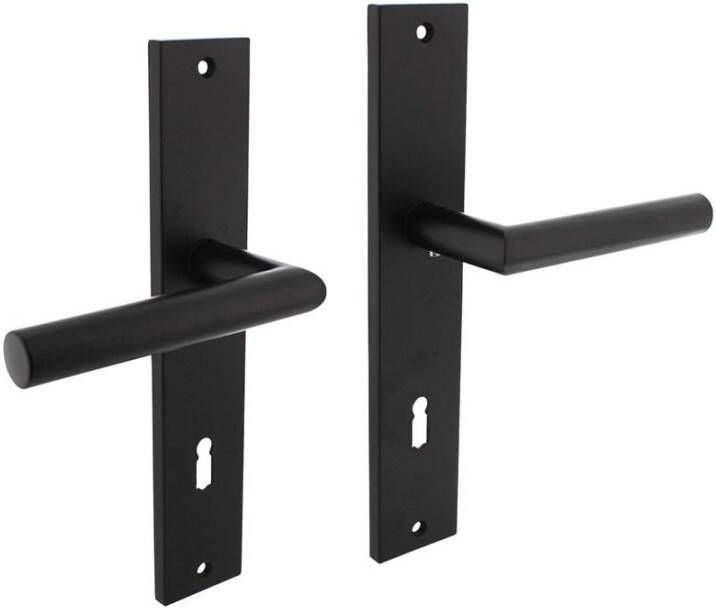 Intersteel Deurkruk Bastian op langschild 245x45mm sleutelgat 78mm mat zwart
