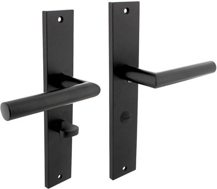 Intersteel Deurkruk Bastian op langschild 245x45mm WC63 8mm mat zwart