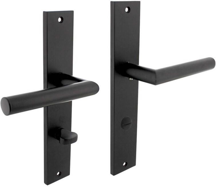 Intersteel Deurkruk Bastian op langschild 245x45mm WC78 7mm mat zwart