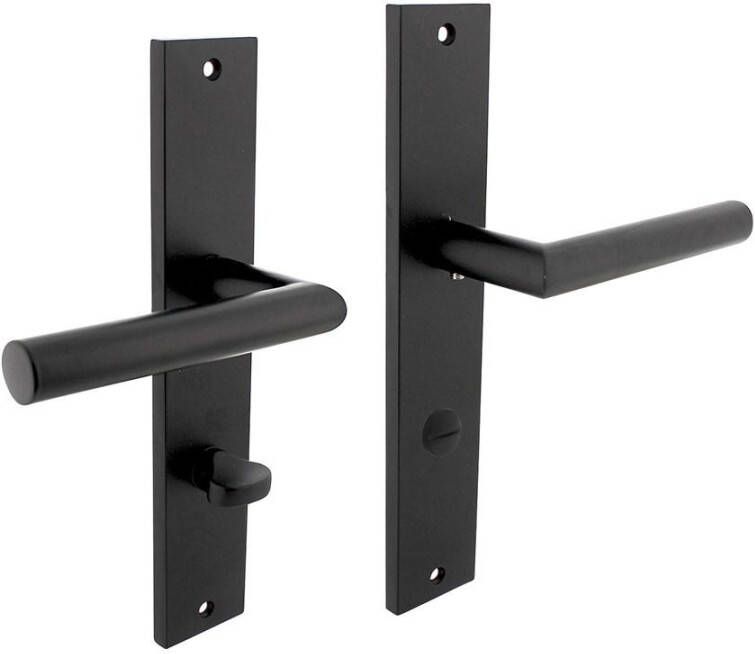 Intersteel Deurkruk Bastian op langschild 245x45mm WC78 8mm mat zwart