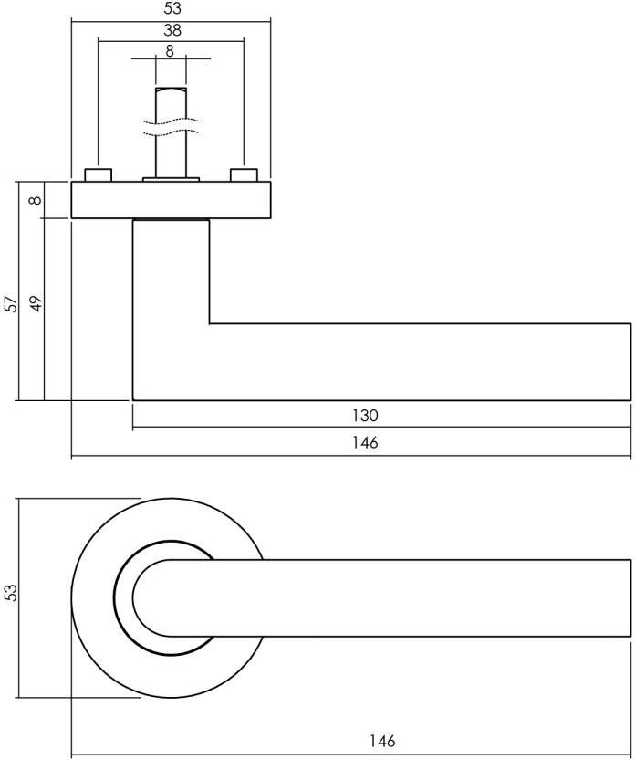 Intersteel Deurkruk Bastian op ronde rozet 52x10mm met n