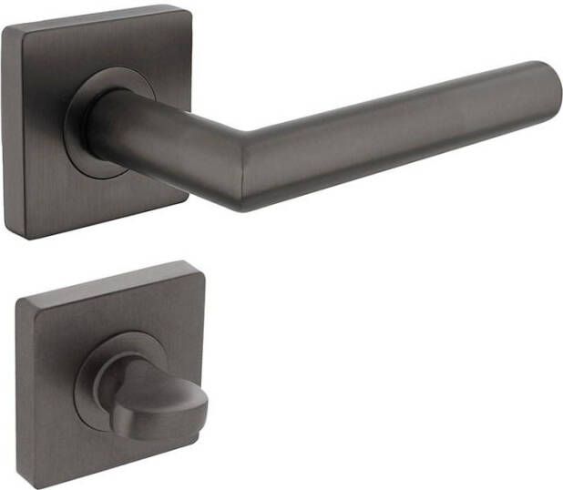 Intersteel Deurkruk Bastian op rozet verdekt55x55x10mm met nokken en WC-sluiting met stift7x7mm antraciet grijs