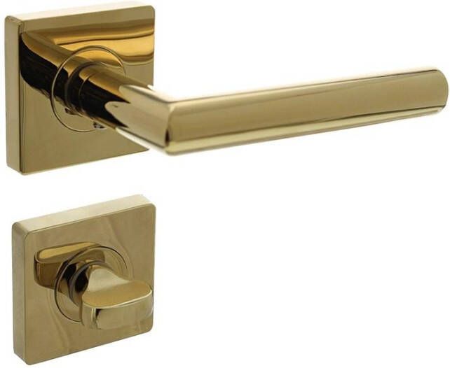 Intersteel Deurkruk Bastian op vierkante rozet met nokken 55x55x10mm en WC7mm PVD messingkleur