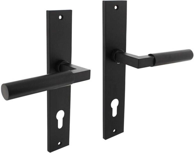 Intersteel Deurkruk Baustil op langschild 245x45mm profielcilindergat 78mm mat zwart