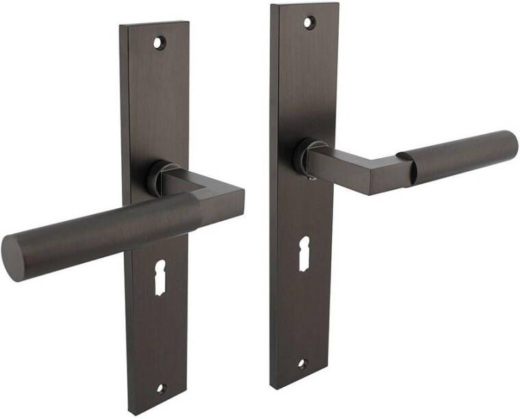 Intersteel Deurkruk Baustil op langschild 245x45mm sleutelgat 56mm antraciet-grijs