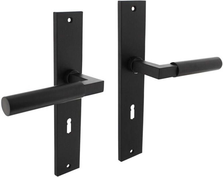 Intersteel Deurkruk Baustil op langschild 245x45mm sleutelgat 72mm mat zwart