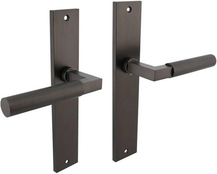 Intersteel Deurkruk Baustil op schild rechthoekig 245x45mm blind antraciet grijs