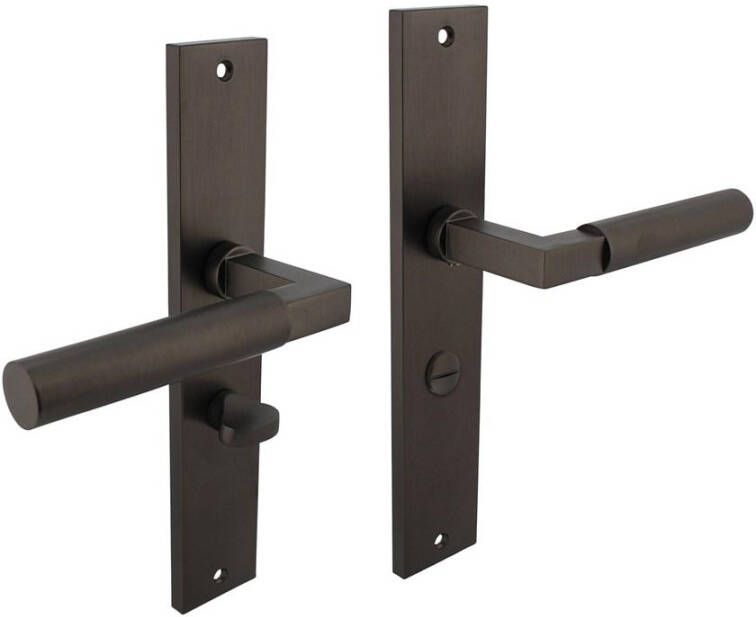 Intersteel Deurkruk Baustil op schild rechthoekig 245x45mm wc 63 8mm antraciet grijs