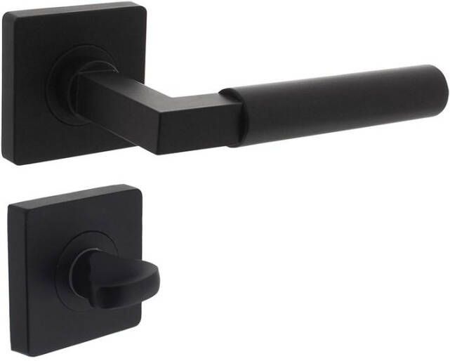 Intersteel Deurkruk Baustil op vierkante rozet met nokken 55x55x10mm en WC8mm zwart
