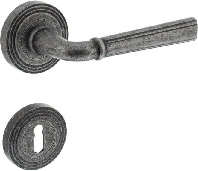 Intersteel Deurkruk Bellevue op rozet met sleutel plaatjes oud grijs