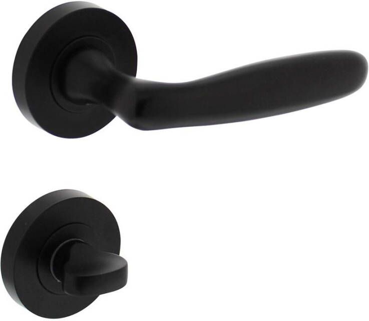 Intersteel Deurkruk Bjorn op rozet verdekt ø52x10mm met nokken en WC-sluiting met stift 8x8mm zwart