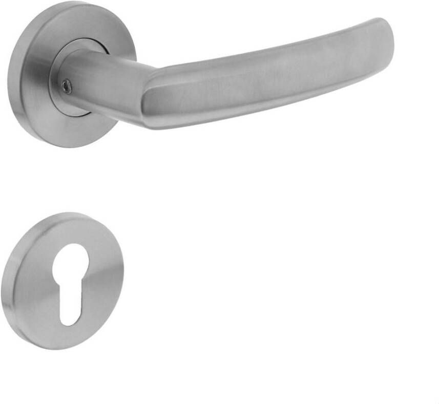 Intersteel Deurkruk Blok op kunststof rozet met profielcilindergat plaatje RVS