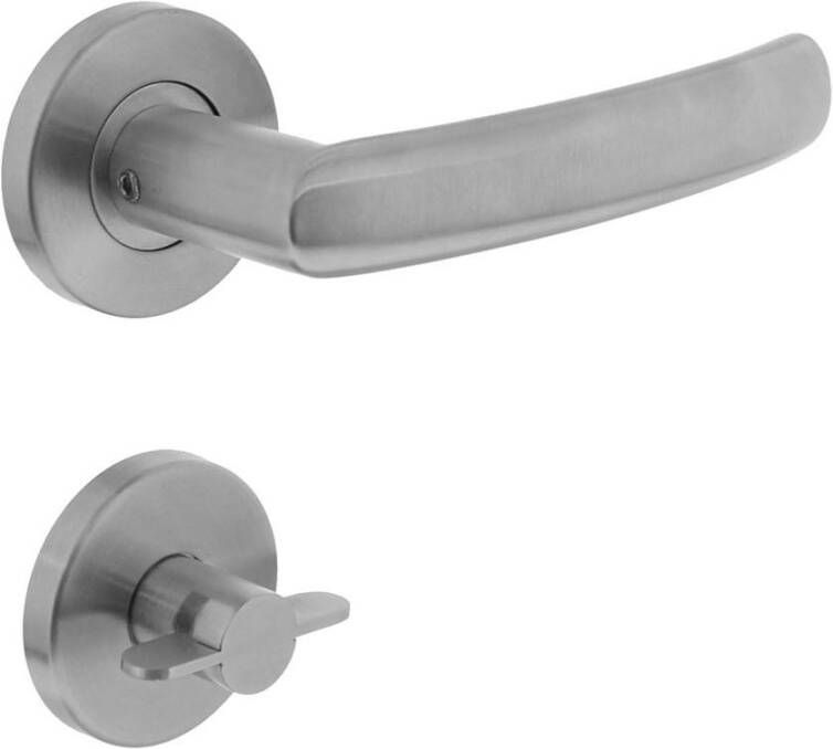 Intersteel Deurkruk Blok op kunststof rozet WC 8mm RVS