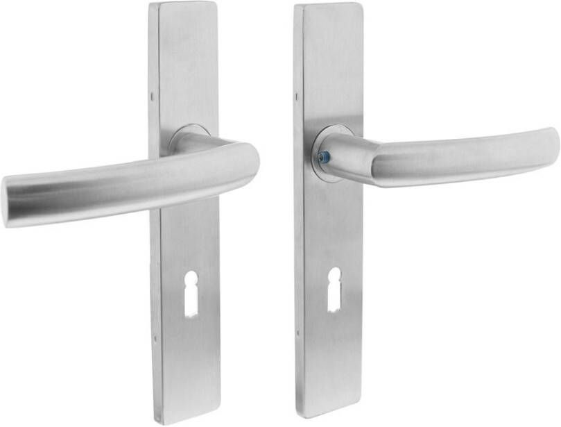 Intersteel Deurkruk Blok op schild verdekt rechthoekig 219x40mm met nokken sleutelgat 72mm rvs EN1906 4