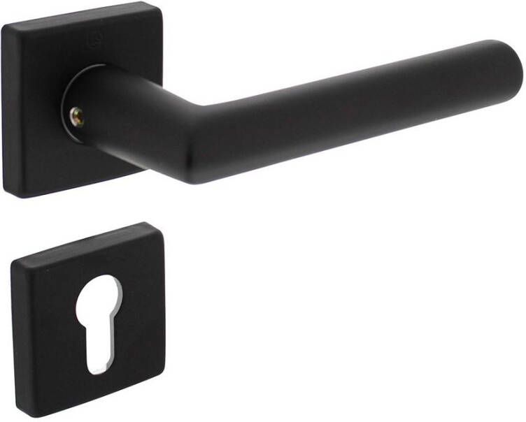 Intersteel Deurkruk Broome op rozet 50x50x10 mm + 7mm nokken met profielcilinderplaatjes zwart