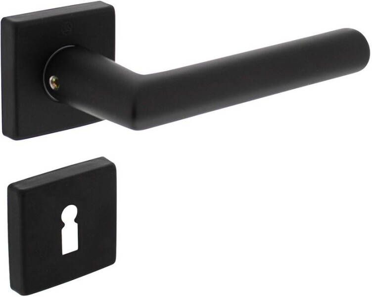 Intersteel Deurkruk Broome op rozet 50x50x10 mm + 7mm nokken met sleutelplaatjes zwart