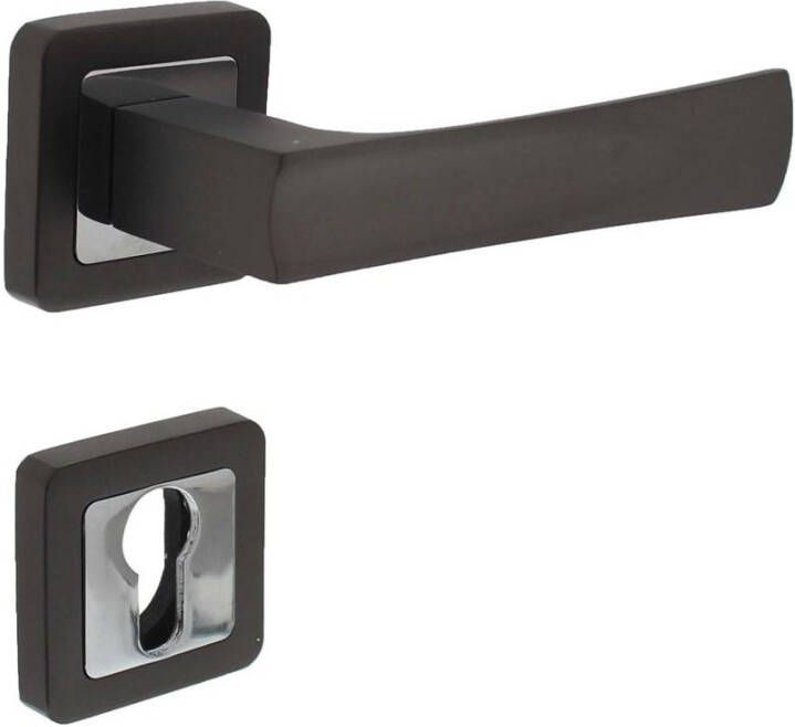 Intersteel Deurkruk Candy op vierkant rozet antaciet chroom + PC rozetten vastdraaibaar geveerd