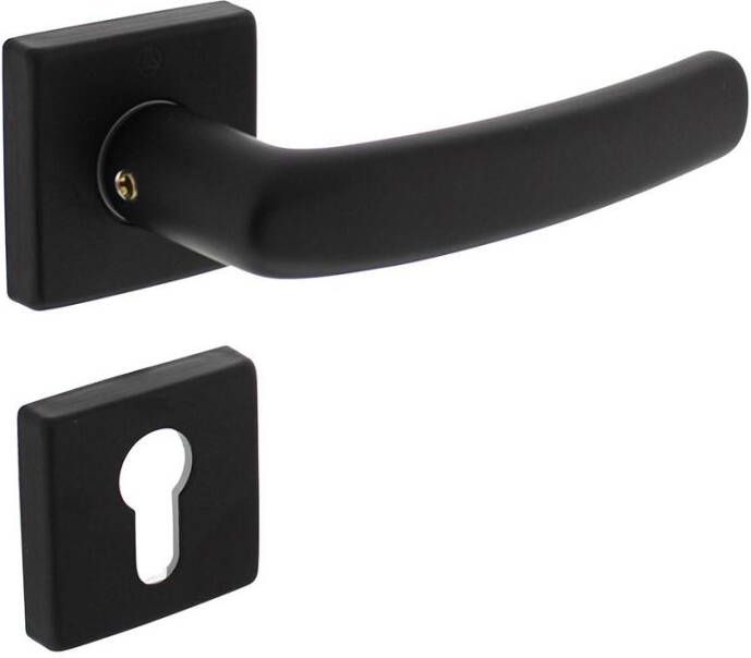 Intersteel Deurkruk Denham op rozet 50x50x10 mm + 7mm nokken met profielcilinderplaatjes zwart