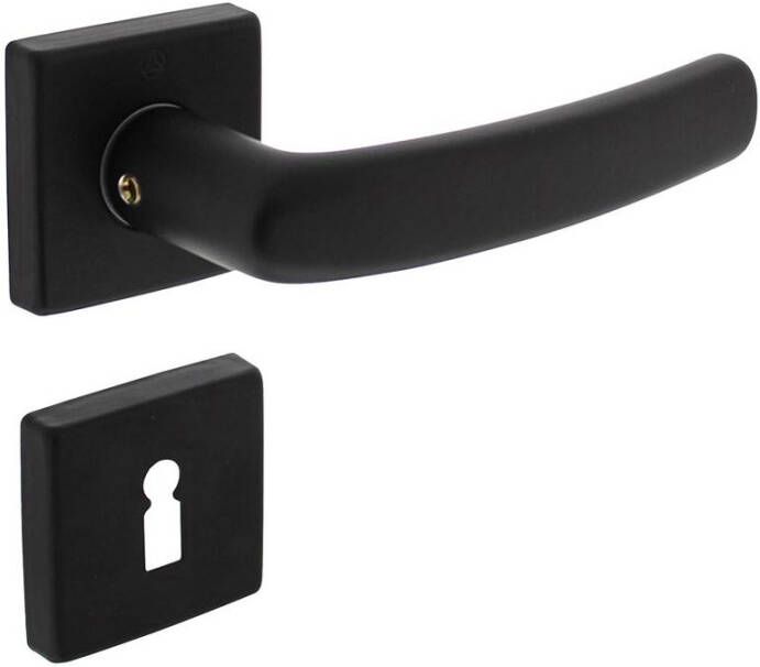 Intersteel Deurkruk Denham op rozet 50x50x10 mm + 7mm nokken met sleutelplaatjes zwart