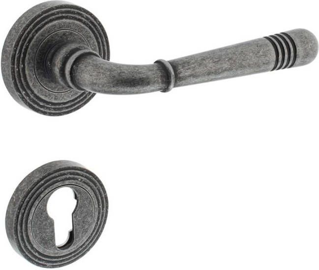 Intersteel Deurkruk Emily op rozet met PC plaatjes oud grijs