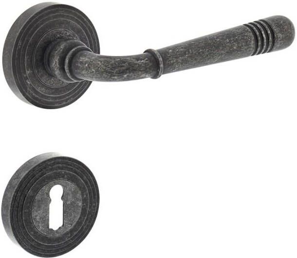 Intersteel Deurkruk Emily op rozet met sleutel plaatjes oud grijs