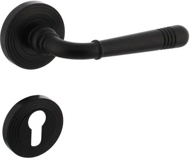 Intersteel Deurkruk Emily op rozet verdekt met rillen ø55x10mm met nokken en cilinderrozetten zwart