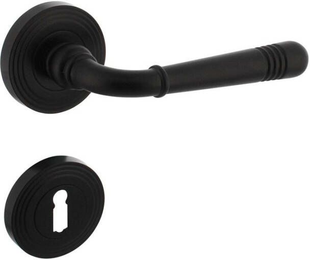 Intersteel Deurkruk Emily op rozet verdekt met rillen ø55x10mm met nokken en sleutelrozetten zwart