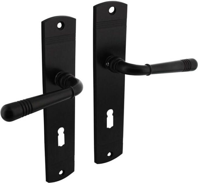 Intersteel Deurkruk Emily op schild afgerond 235x45mm sleutelgat 72mm zwart