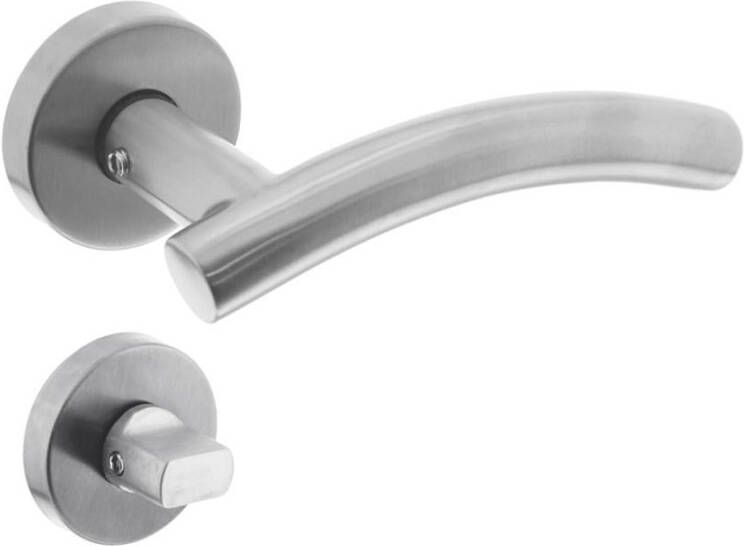 Intersteel Deurkruk Gebogen met geveerde rozet met WC8mm ATP RVS