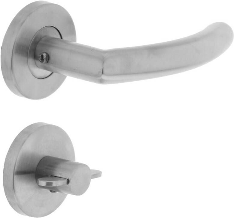 Intersteel Deurkruk half rond hoek 90°op rond rozet met WC8mm RVS