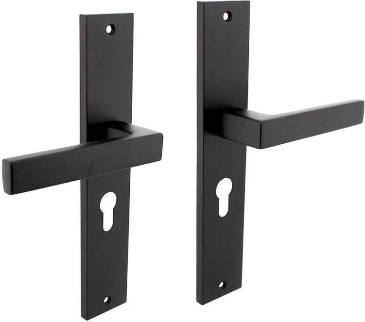Intersteel Deurkruk Hera op langschild 245x45mm profielcilindergat 55mm mat zwart