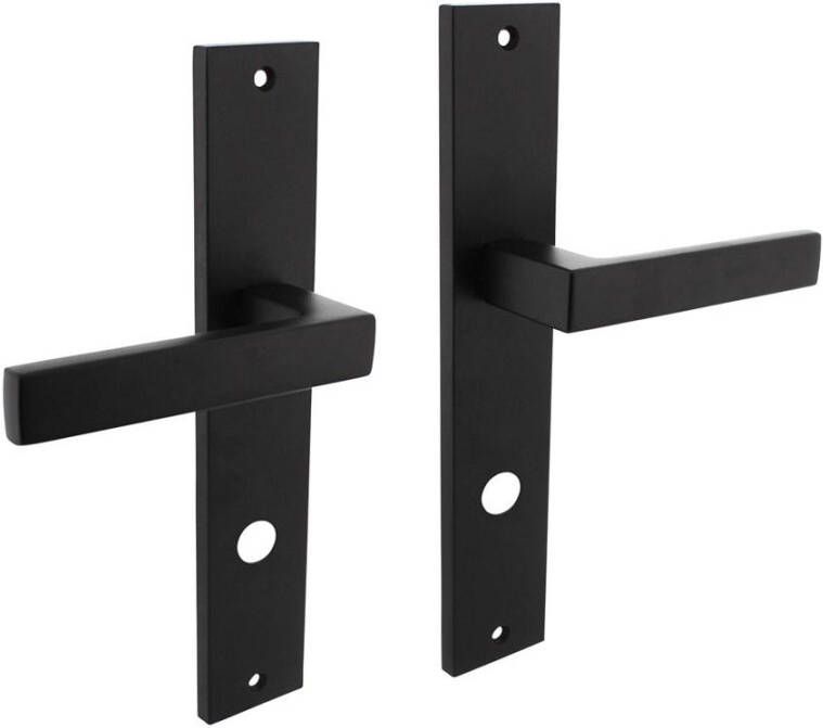 Intersteel Deurkruk Hera op langschild 245x45mm rondcilindergat 78mm mat zwart