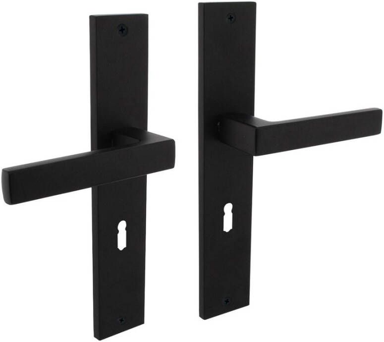Intersteel Deurkruk Hera op langschild 245x45mm sleutelgat 56mm mat zwart