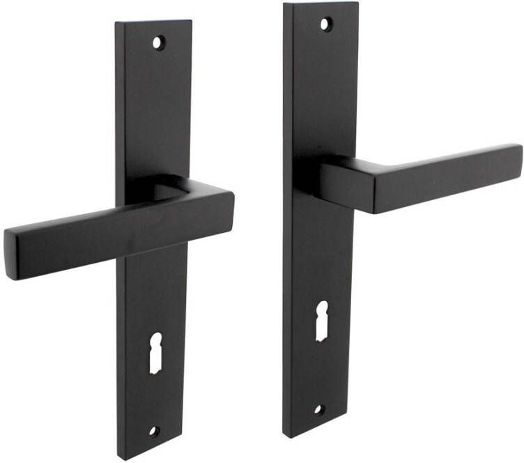 Intersteel Deurkruk Hera op langschild 245x45mm sleutelgat 78mm mat zwart