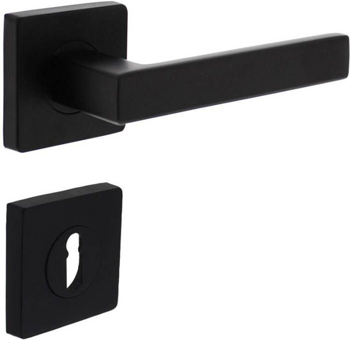 Intersteel Deurkruk Hera op vierkant rozet 7mm nokken + sleutelplaatjes mat zwart