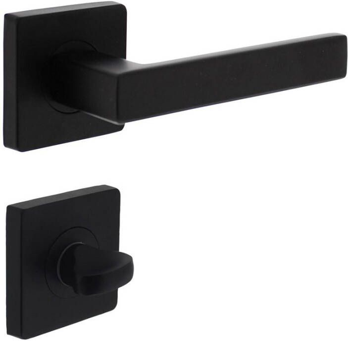 Intersteel Deurkruk Hera op vierkant rozet 7mm nokken + WC-sluiting 7mm mat zwart