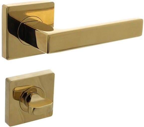 Intersteel Deurkruk Hera op vierkante rozet met nokken 55x55x10mm en WC8mm PVD messingkleur