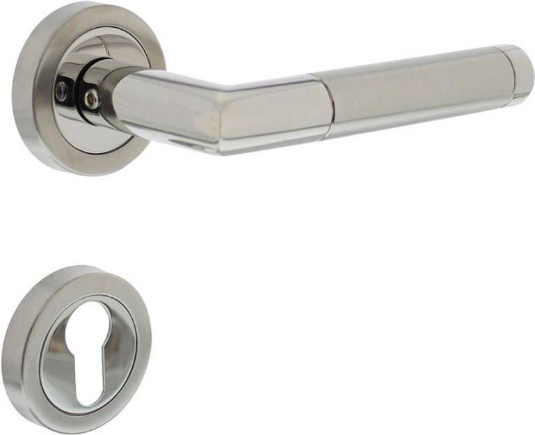 Intersteel Deurkruk hoek 90 + rozet + PCplaatjes chroom mat nikkel ATP