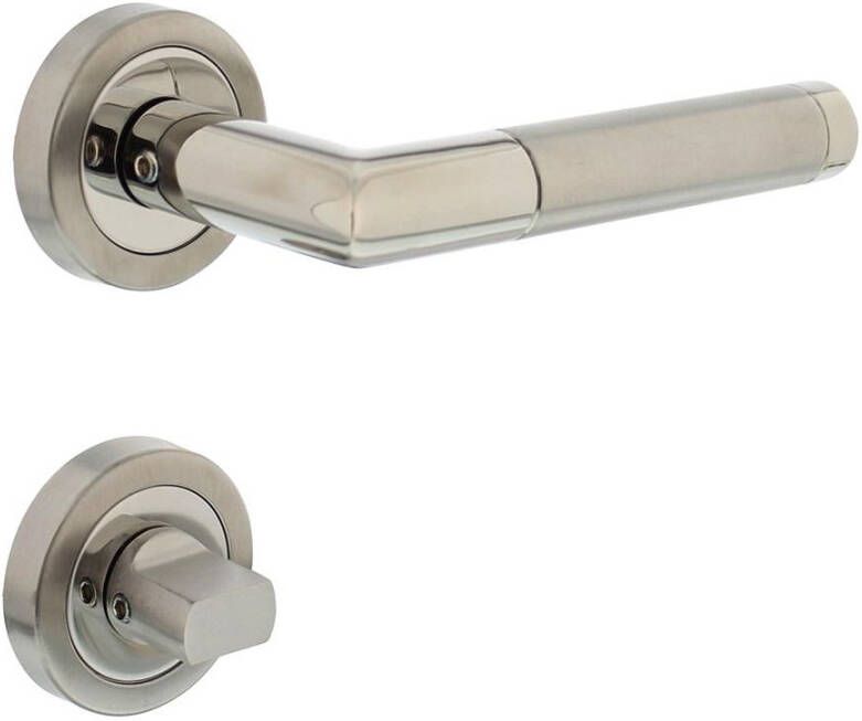 Intersteel Deurkruk hoek 90 + rozet + WC8mm chroom mat nikkel ATP