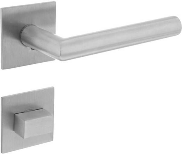 Intersteel Deurkruk Hoek 90° vastdraaibaar geveerd op vierkante magneet rozet met WC7mm RVS