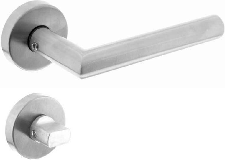 Intersteel Deurkruk Hoek 90°met geveerde rozet met WC7mm ATP RVS