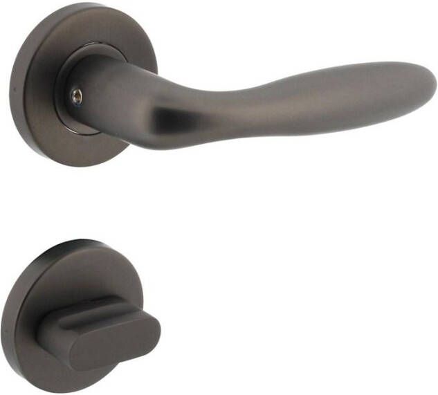 Intersteel Deurkruk Jupiter op geveerde stalen rozet met nokken ø53x8mm en WC 8mm rvs antraciet-grijs