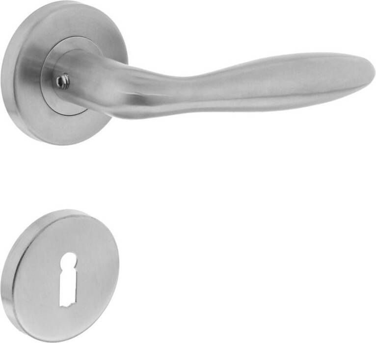 Intersteel Deurkruk Jupiter op rond rozet met sleutelgat plaatjes RVS