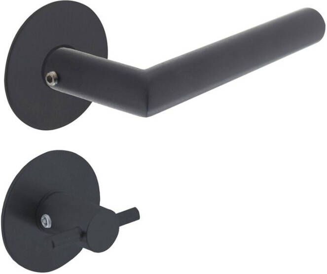 Intersteel Deurkruk Jura met rozet zelfklevend ø55x2mm en WC-sluiting met stift 8x8mm structuur zwart