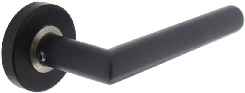 Intersteel Gatdeel deurkruk Jura op ronde rozet met ring met veer RVS mat zwart