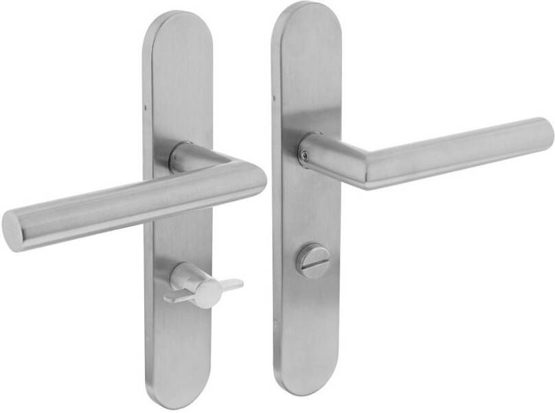 Intersteel Deurkruk Jura op schild verdekt ovaal 219x40mm met nokken wc 63 8mm rvs EN1906 4